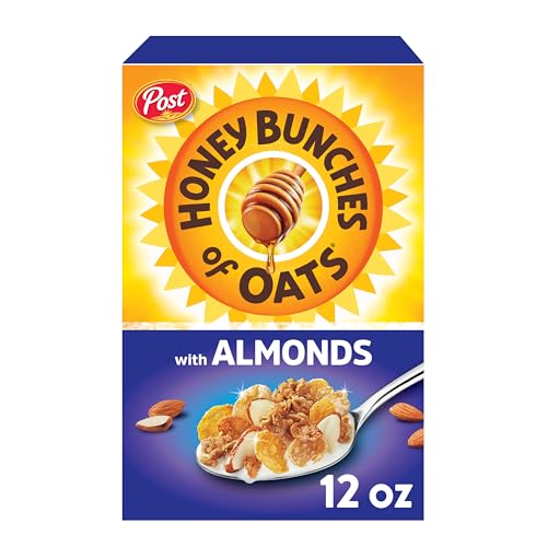 Honey Bunches of Oats Post With Almonds Heart Healthy, Low Fat, Made With Whole Grain Sweetened Cereal With Oats & Honey 12 Ounce, 340G - Heart-healthy almonds and whole grains for a low-fat, delicious start to your day, 340g.