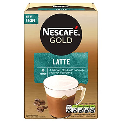 Nescafe Gold Latte Instant Coffee Sachets (8 x 19.5g), 156g - "Instant Gold Latte - Eight Sachets of Creamy Joy!"