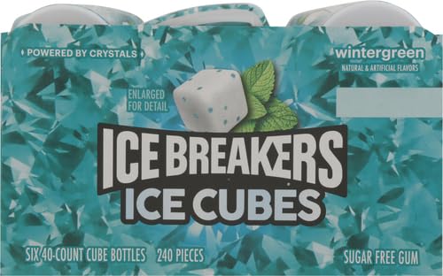 Ice Breakers Ice Cubes Sugar-Free Gum 3.24 oz. - 40 pcs - Wintergreen - Wintergreen gum cubes, 40 sugar-free pieces.