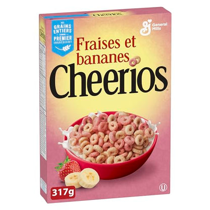 Cheerios Naturally Flavoured Strawberry Banana Made with Real Fruit Puree Oat Fibre, 317g - Strawberry banana bliss