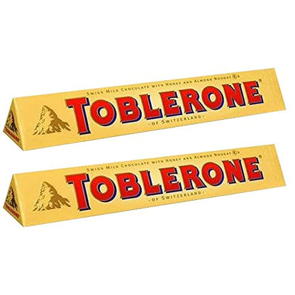 Toblerone of Switzerland Milk Chocolate with Honey and Almond Nougat - 2 Pack Pouch, 2 X 100 g