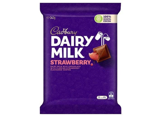 Cadbury Dairy Milk Strawberry Chocolate- Large 343g Block, Smooth Milk Chocolate Infused with Luscious Strawberry Flavor - Strawberry sensation