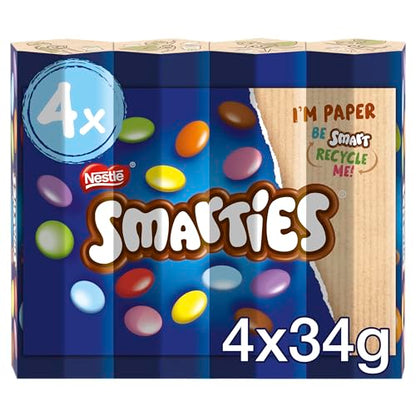 Nestle Smarties 4 Tube Pack Pouch, 152 g - "Smarties 4 Tube Pack - 152g of Colorful Chocolate Candies!"