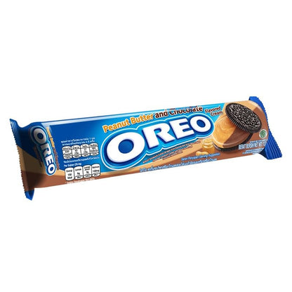 Oreo Peanut Butter & Chocolate Flavour 130g - Rich Chocolate Biscuits with Creamy Peanut Butter Filling, Irresistible Combo - "Peanut butter chocolate bliss!"