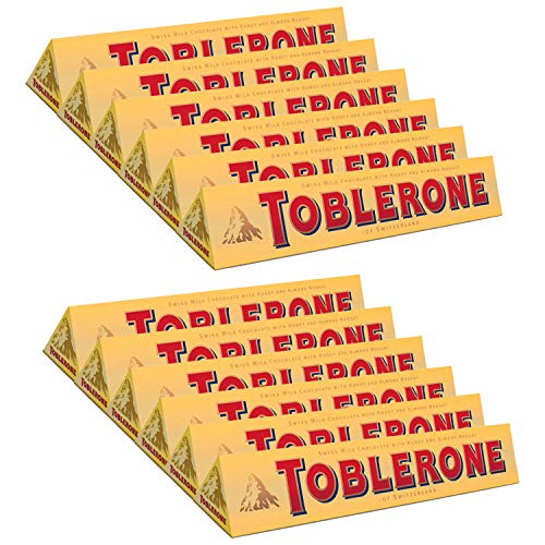 Toblerone of Switzerland Milk Chocolate with Honey and Almond Nougat - 12 Pack Pouch, 12 x 100 g