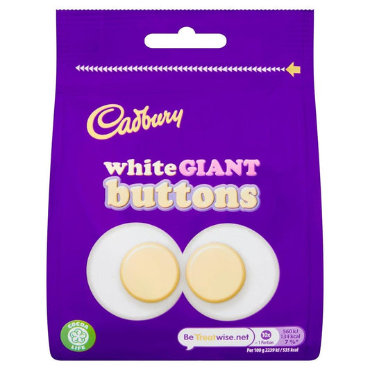 Cadbury White Giant Buttons Packet, 95g - White chocolate buttons