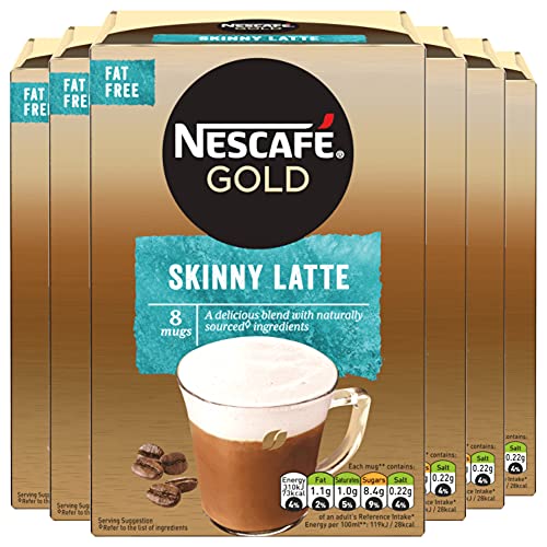 Nescafe Gold Skinny Latte Pouch, 6 X 156 g - "Skinny Latte Delight - Six Pouches of Guilt-Free Gold!"