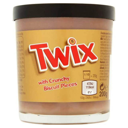 Twix Chocolate Caramel Flavoured Spread with Biscuit Pieces., 200 g