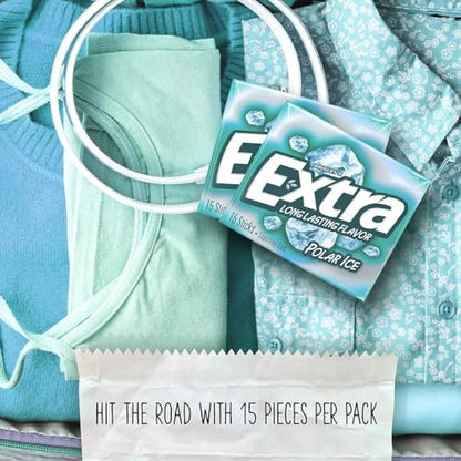 Extra Sugar-Free Chewing Gum 15-Sticks Each - Box of 10 (150 Sticks Total) (Polar Ice) - Polar ice cool!