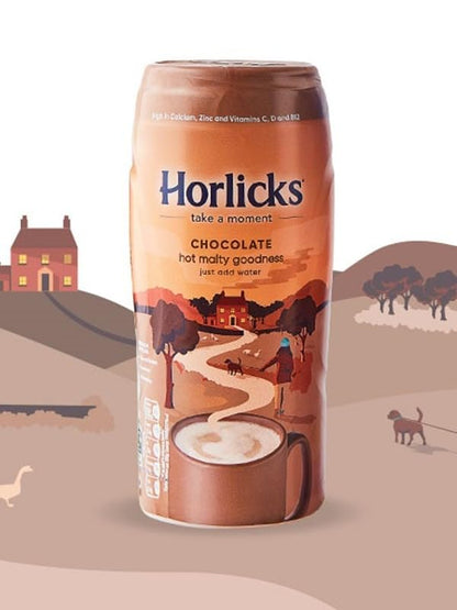 Horlicks Chocolate Hot Malty Goodness Milk Drink, 500g - Decadent Flavor for Irresistible Moments of Delight - Decadent chocolate malt drink for cozy moments, 500g.