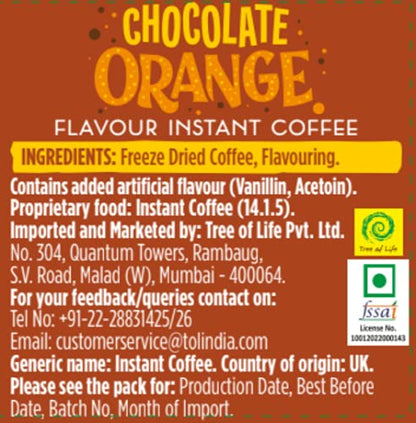 Beanies | Instant Flavored Coffee | Chocolate Orange | Low Calorie, Sugar Free | 50 g | Pack of 1 - Zesty chocolate indulgence