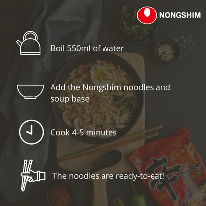 Nongshim Shin Ramyun Noodle Soup (Hot And Spicy) 120Gram (Pack Of 5) - "Nongshim Shin Ramyun - 5 Pack, 120g Each of Hot & Spicy Noodle Bliss!"