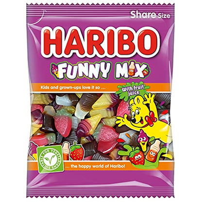 HARIBO Funny Mix, 140 g, 2 Pack, Blue & White - Two packs of blue and white funny mix jellies.