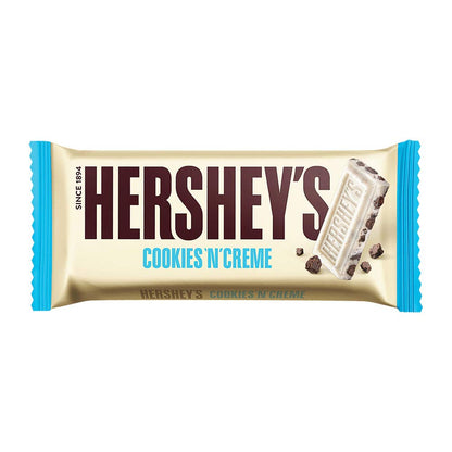 HERSHEY'S Cookies 'N' Creme Bar | Delicious Crunchy Delights 40Gram - Pack Of 10 - Pack of 10 crunchy Cookies 'N' Creme bars, 40g each.