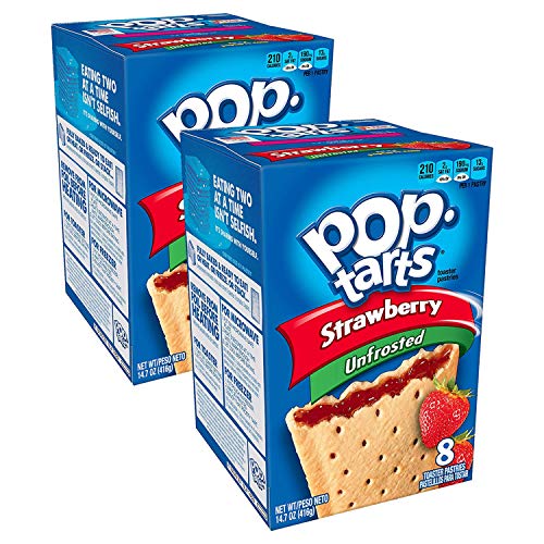 Pop Tarts Unfrosted Strawberry Pack of 2 Pouch, 2 x 416 g - "Double the unfrosted strawberry fun!"