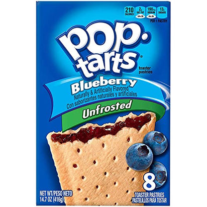 Pop Tarts Unfrosted Blueberry Pack of 4 Pouch, 4 x 416 g - "Four-pack of unfrosted blueberry!"