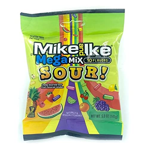 Mike and Ike Mega Mix Sour Chewy Assorted Sour Fruit Flavored Candies, 141g - "Sour Mix Madness!"