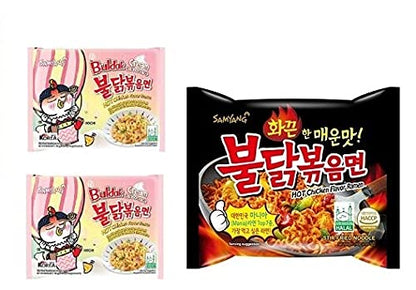 Samyang Buldak Cream Carbonara Hot Chiken Flavor Ramen Stir-Fired Noodle 140gm*3Pack (Pack of 3) (Imported)