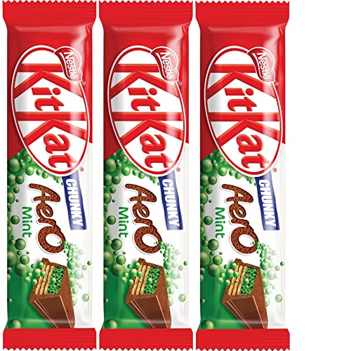 Nestle KitKat Chunky Aero Mint Chocolate Bar 45g Pack Of 3 - "KitKat Chunky Aero Mint - Pack of 3, 45g Each of Minty Crunch!"