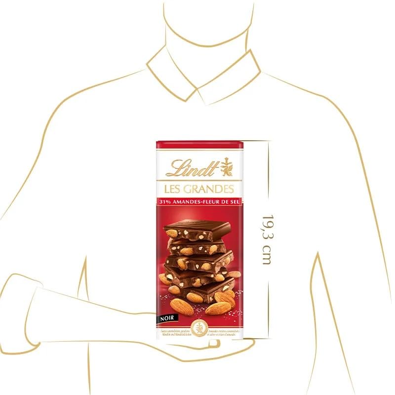 Lindt Les Grandes 31% Almonds Sea salt Caramelized Almond Smooth And Creamy Texture With A Crunchy Nutty Bite Bar 150gm