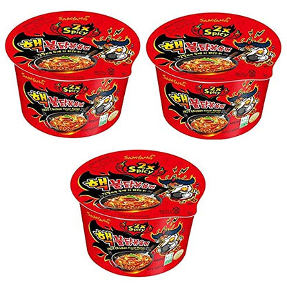 Sam Yang Big Bowl 2X Spicy Hot Chicken Flavour Raman Cup Noodle, 105mg*3 Pack (Pack of 3) (Imported)