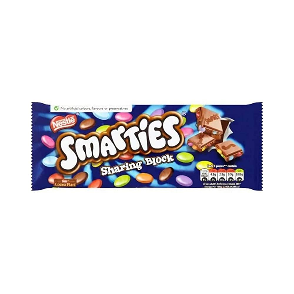 Nestle Smarties Sharing Block, 100 g - "Smarties Sharing Block - 100g of Shareable Chocolate Fun!"