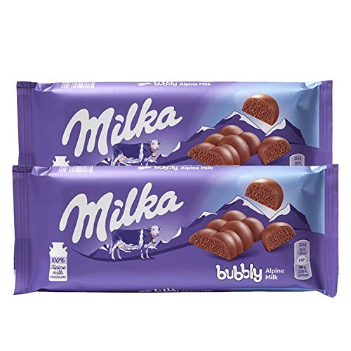 Milka Bubbly Alpine Milk Bar Pack of 2, x 90 g - "Bubbly Milk Joy!"