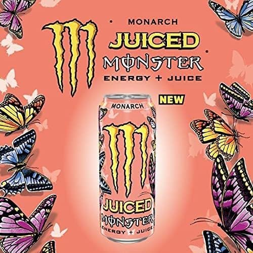 Monster Monarch Carbonated Energy Drink With A Fruity Taste Of Peach 500ml (Pack Of 12) - "Monarch Peach Bliss!"