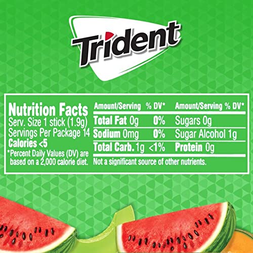 Trident Sugar Free Chewing Gum Watermelon Twist, 14 Sticks, 26 g