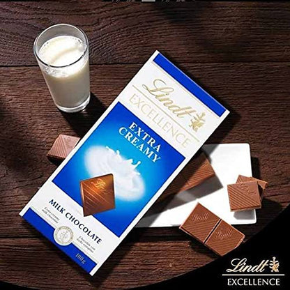 Lindt Excellence Extra Creamy Milk Chocolate, 100g (Pack of 2)