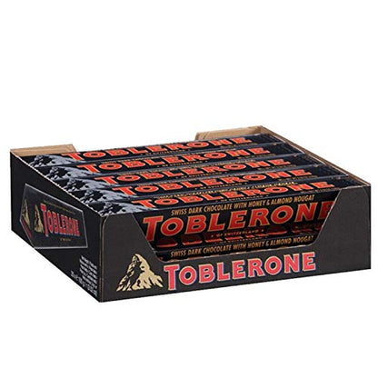 Toblerone Dark Chocolate with Honey and Almond Nougat Pack of 12, x 100 g