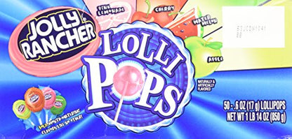 Jolly Rancher Lollipops Flavors 50 Count Box 1 Pound 14 Ounce - Assorted flavors of Jolly Rancher Lollipops, 50 count box, 1 lb 14 oz.