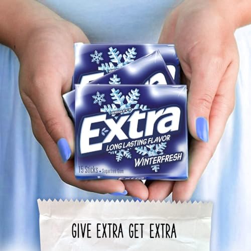 Extra Sugar-Free Chewing Gum 15-Sticks Each - Box of 10 (150 Sticks Total) (Wintergreen) - Wintergreen coolness!