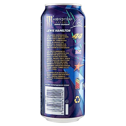 Monster Energy Lewis Hamilton Zero - Caffeinated Energy Drink With A Refreshing Peach-Nectarine Taste - Without Sugar And Without Calories - In Practical Disposable Cans 500Ml (Pack Of 12) - "Hamilton's Peach Power!"