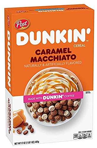 Post Dunkin' Cereal Bundle Includes Mocha Latte and Caramel Macchiato Flavors (2 Box Total) - Dunkin' coffee flavors in your cereal bowl!