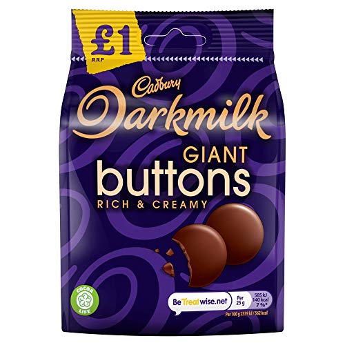 Cadbury Darkmilk Giant Buttons Chocolate Bag, 90g - Darkmilk buttons