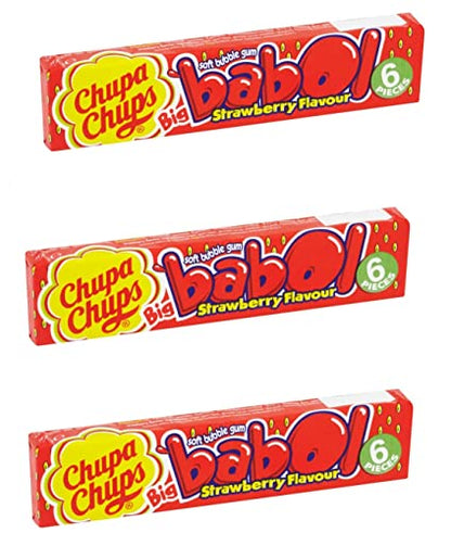 Chupa Chups Big Babol Strawberry Flavour Soft Bubble Gum 27g Pack Of 3 - Strawberry gum trio