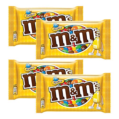 M & M Mars Peanut Milk Chocolate, 1.59 oz / 45 g, 4 Pack - "Peanut Delight!"