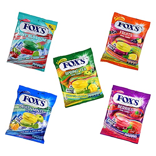 Fox's Crystal Clear Fruits Oval Candy Mix Flavoured 125G X 5 Pouch - Mix - Mixed fruit oval candy, pack of 5!