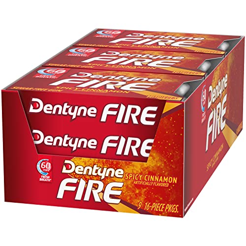 Dentyne Ice, Fire Cinnamon, 16-Piece Packet - Pack of 9 - Cinnamon fire!