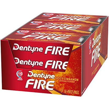 Dentyne Ice, Fire Cinnamon, 16-Piece Packet - Pack of 9 - Cinnamon fire!