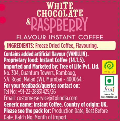 Beanies The Flavour Co Beanies | Instant Flavoured Coffee | White Chocolate & Raspberry | Low Calorie, Sugar Free | 50 G | Pack Of 1, Jar - A sweet and fruity delight