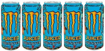 Monster Mango loco Energy Drink 500ml can , (Pack of 5 Cans X 500ml Each) - "Mango Loco Delight!"