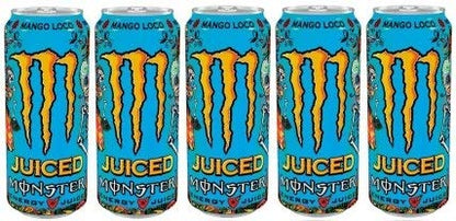 Monster Mango loco Energy Drink 500ml can , (Pack of 5 Cans X 500ml Each) - "Mango Loco Delight!"