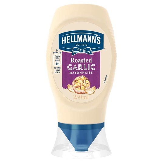 Hellmann's Roasted Garlic Mayonnaise, 8.45 fl oz / 250 ml / 252 g - Rich and flavorful roasted garlic mayo.