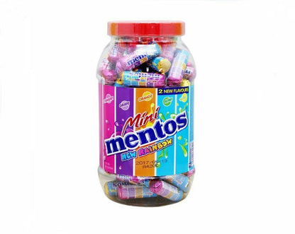 Mentos Mini Rainbow Mix Fruit Flavour Jar 70 Mini Rolls 700g (Imported) - "Mini Rainbow Mentos Jar!"