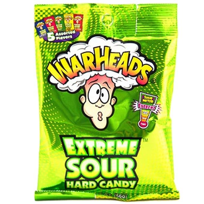 Warheads Extreme Sour Candy Pouch - Green Apple, Black Cherry, Blue Raspberry, Lemon & Watermelon - 56g Pack