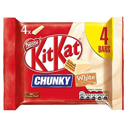 Nestle Kitkat Chunky White Chocolate 4 Bars (4 X 40g, 160g) - "KitKat Chunky White - 4 Bars, 160g of Smooth White Chocolate Delight!"