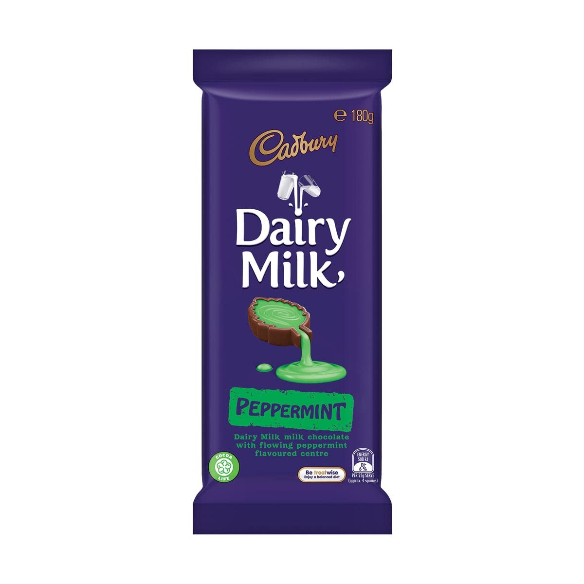 Cadbury Dairy Milk Peppermint Chocolate (Australian Imported), 180g - Peppermint pleasure