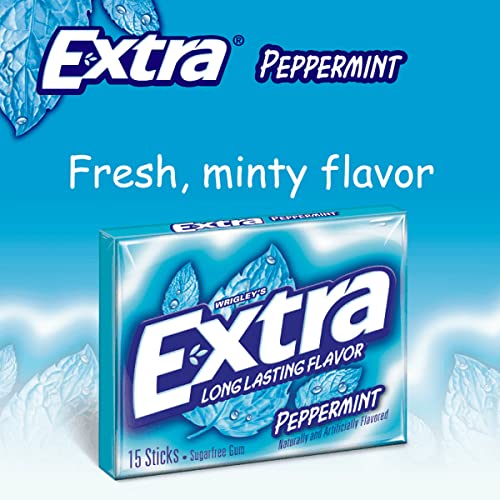 Extra Long Lasting Flavour Peppermint Sugarfree Gum - 15 Sticks - 4 Pack, 4 x 40 g - Peppermint perfection!